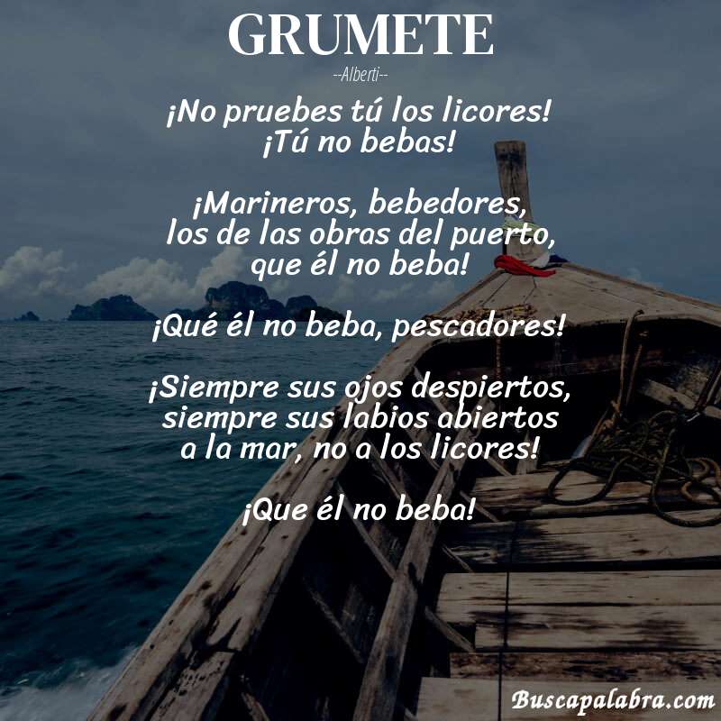 Poema GRUMETE de Alberti con fondo de barca