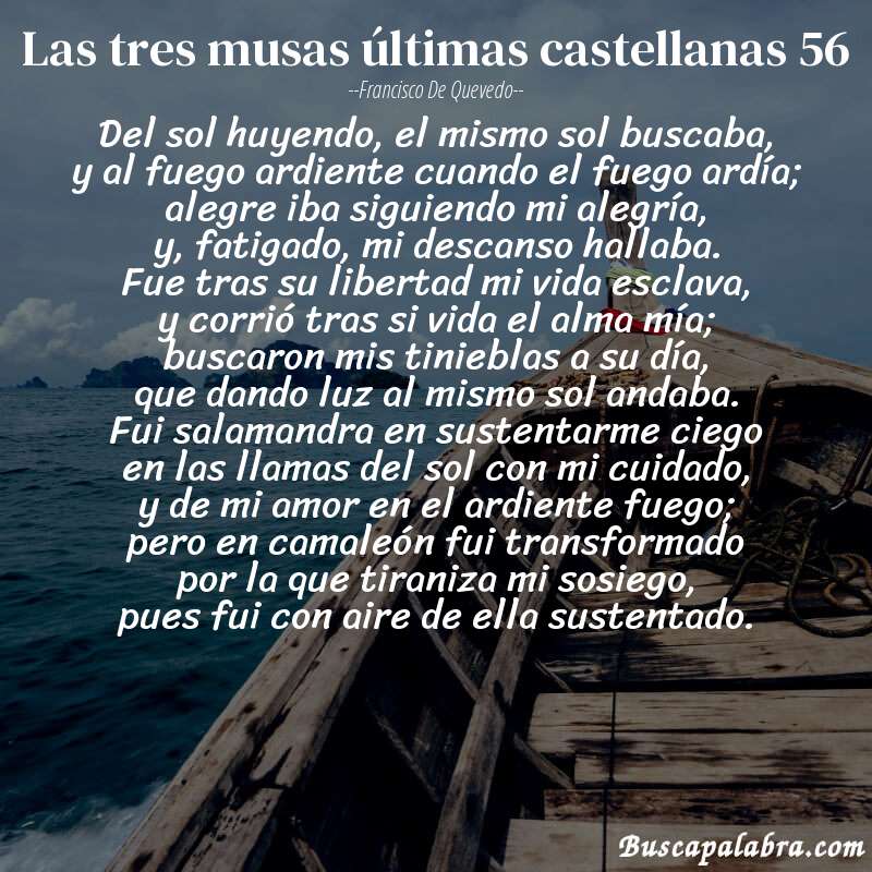 Poema las tres musas últimas castellanas 56 de Francisco de Quevedo con fondo de barca