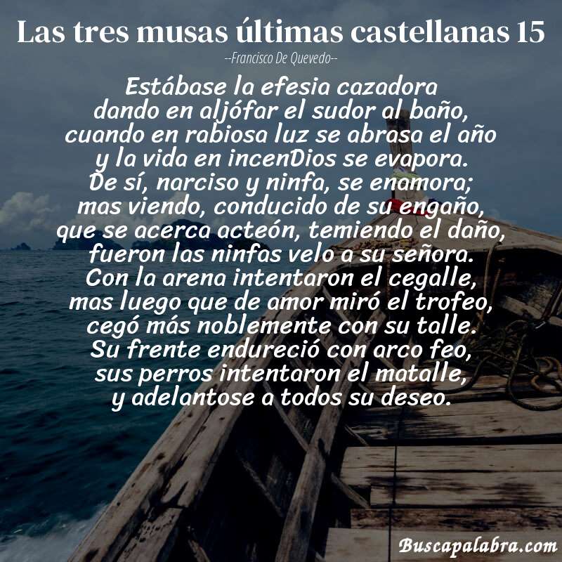 Poema las tres musas últimas castellanas 15 de Francisco de Quevedo con fondo de barca