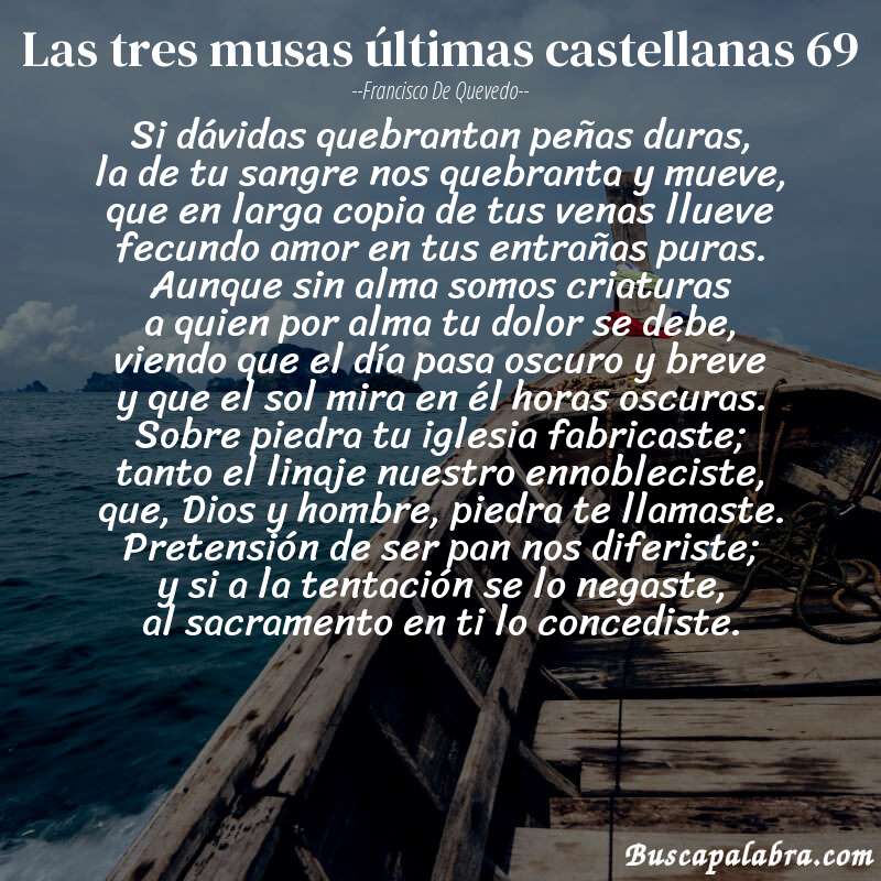 Poema las tres musas últimas castellanas 69 de Francisco de Quevedo con fondo de barca