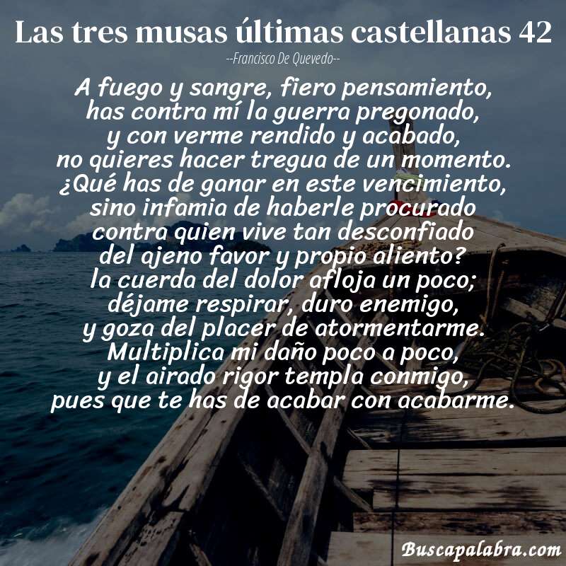 Poema las tres musas últimas castellanas 42 de Francisco de Quevedo con fondo de barca