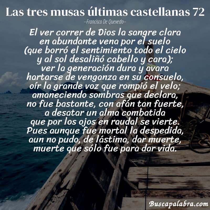 Poema las tres musas últimas castellanas 72 de Francisco de Quevedo con fondo de barca