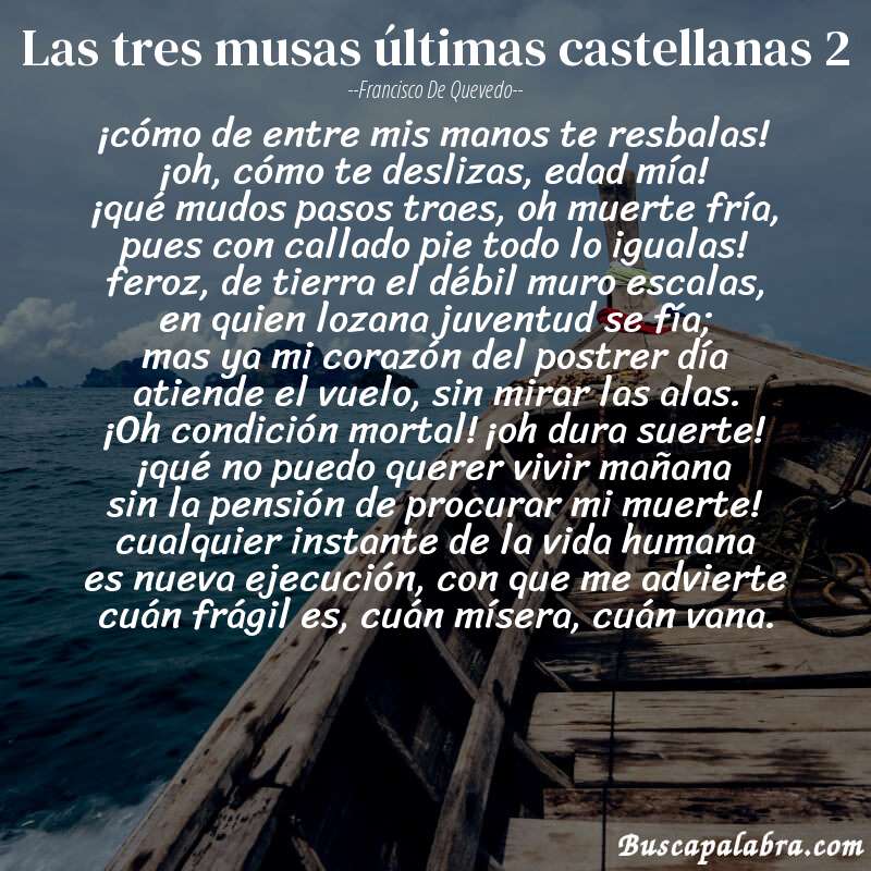 Poema las tres musas últimas castellanas 2 de Francisco de Quevedo con fondo de barca
