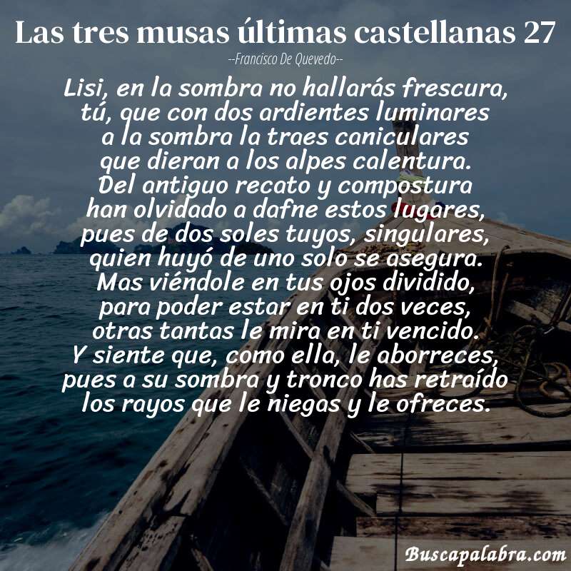 Poema las tres musas últimas castellanas 27 de Francisco de Quevedo con fondo de barca