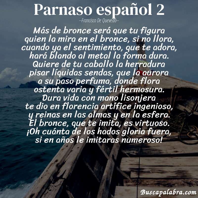 Poema parnaso español 2 de Francisco de Quevedo con fondo de barca