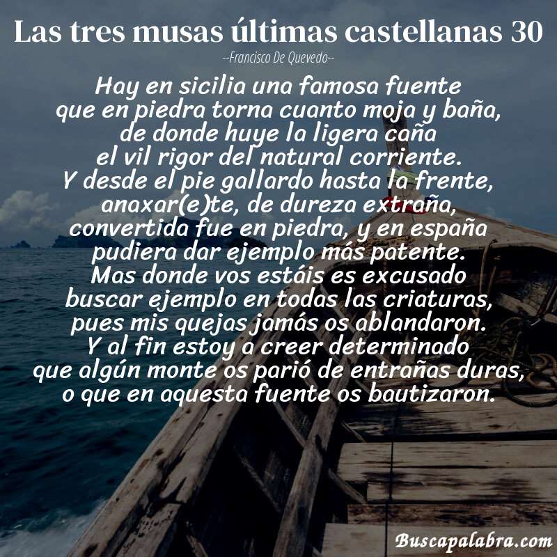 Poema las tres musas últimas castellanas 30 de Francisco de Quevedo con fondo de barca