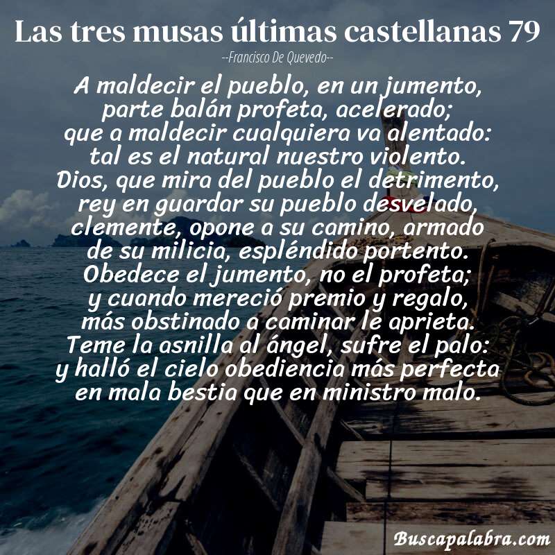 Poema las tres musas últimas castellanas 79 de Francisco de Quevedo con fondo de barca