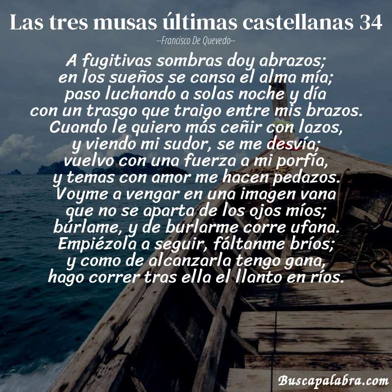 Poema las tres musas últimas castellanas 34 de Francisco de Quevedo con fondo de barca