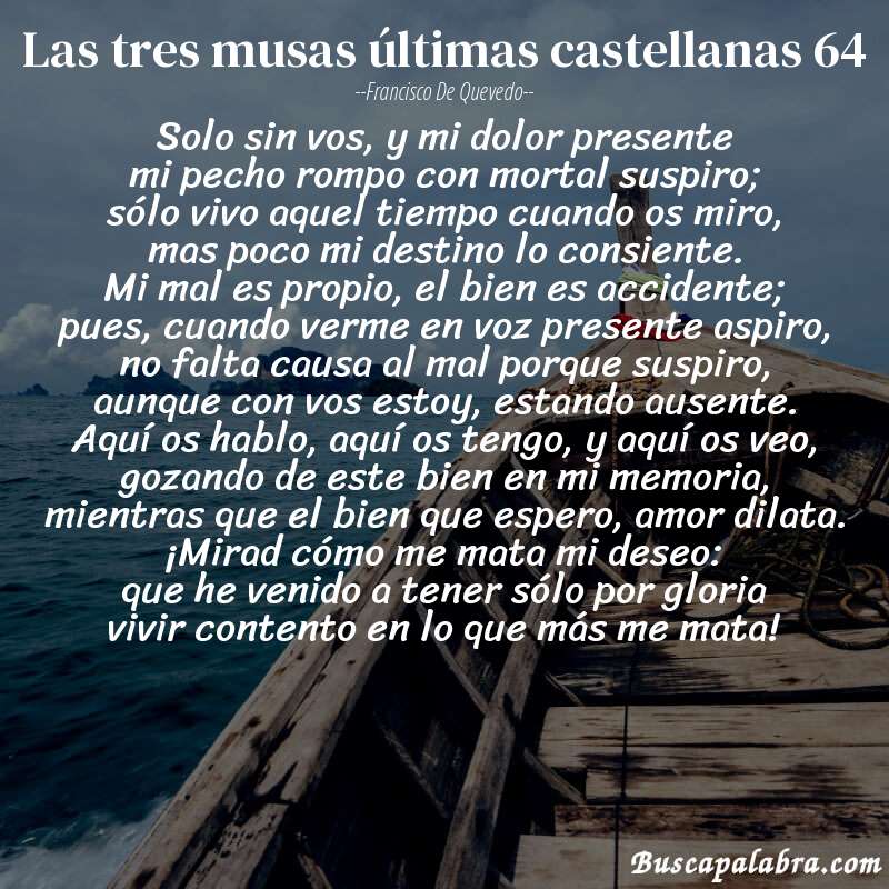Poema las tres musas últimas castellanas 64 de Francisco de Quevedo con fondo de barca