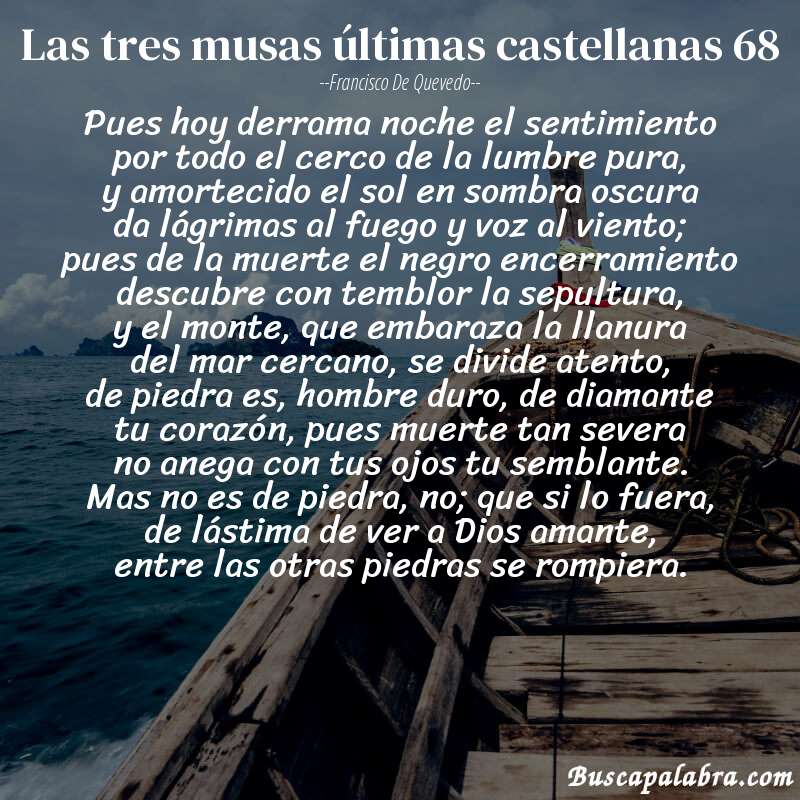 Poema las tres musas últimas castellanas 68 de Francisco de Quevedo con fondo de barca