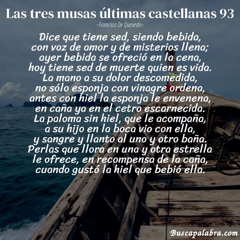 Poema las tres musas últimas castellanas 93 de Francisco de Quevedo con fondo de barca