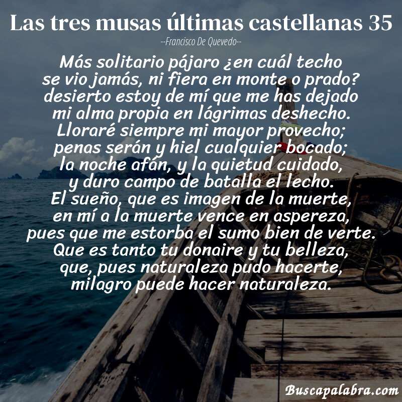 Poema las tres musas últimas castellanas 35 de Francisco de Quevedo con fondo de barca
