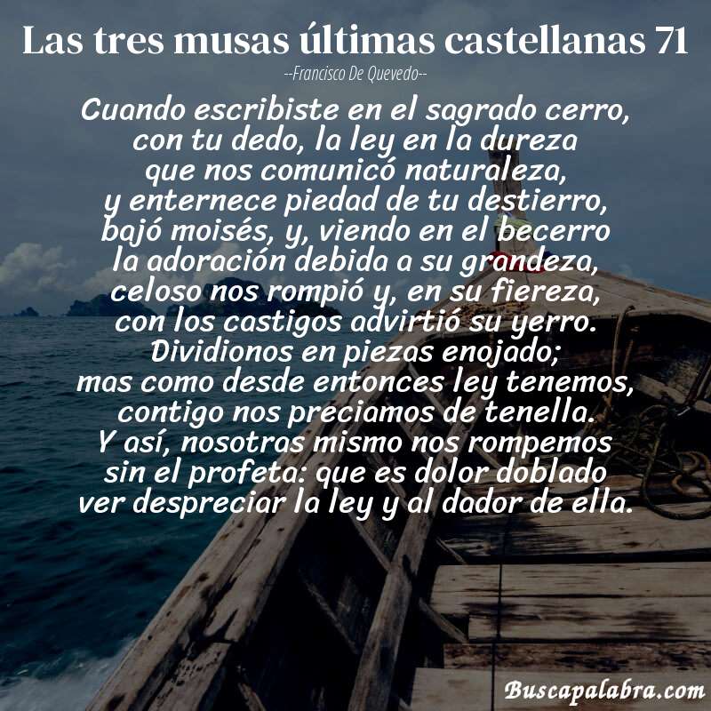 Poema las tres musas últimas castellanas 71 de Francisco de Quevedo con fondo de barca