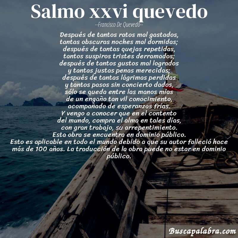 Poema salmo xxvi quevedo de Francisco de Quevedo con fondo de barca