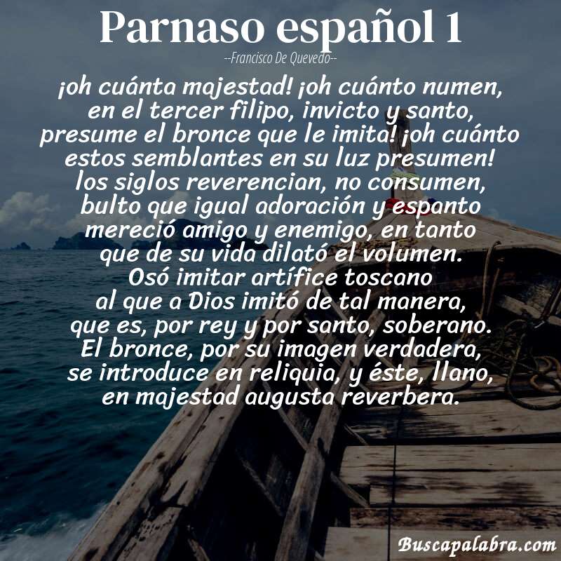 Poema parnaso español 1 de Francisco de Quevedo con fondo de barca