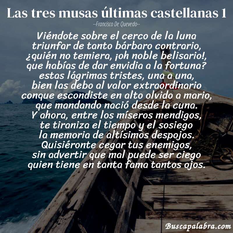 Poema las tres musas últimas castellanas 1 de Francisco de Quevedo con fondo de barca