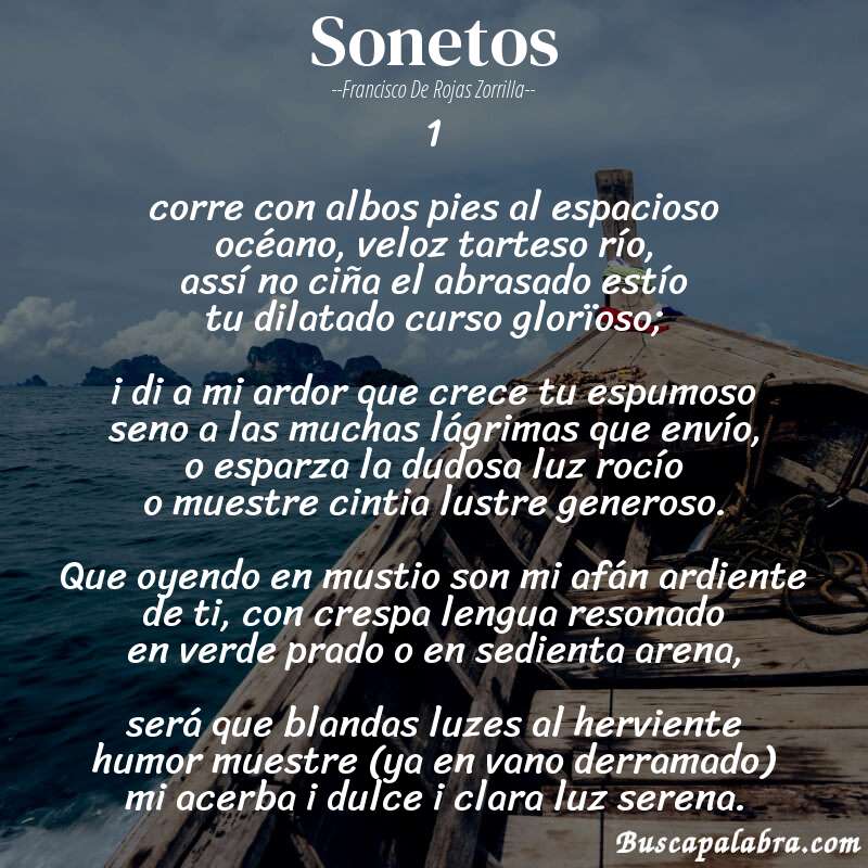 Poema sonetos de Francisco de Rojas Zorrilla con fondo de barca