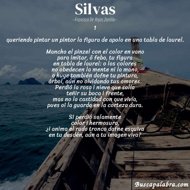 Poema silvas de Francisco de Rojas Zorrilla con fondo de barca