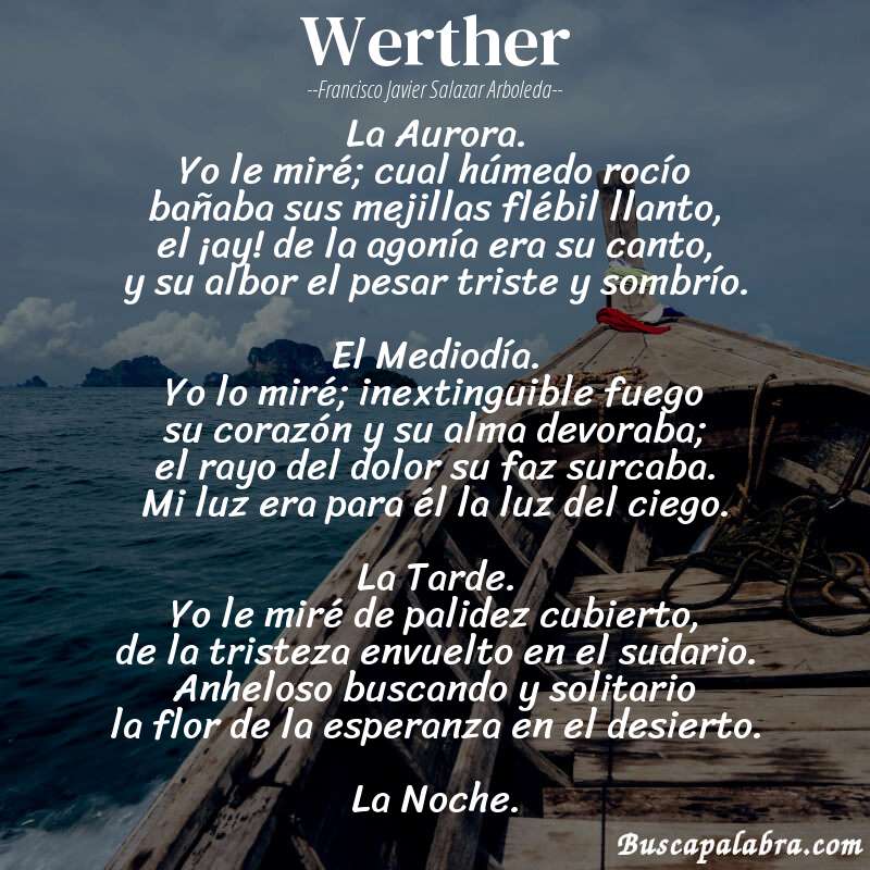 Poema Werther de Francisco Javier Salazar Arboleda con fondo de barca