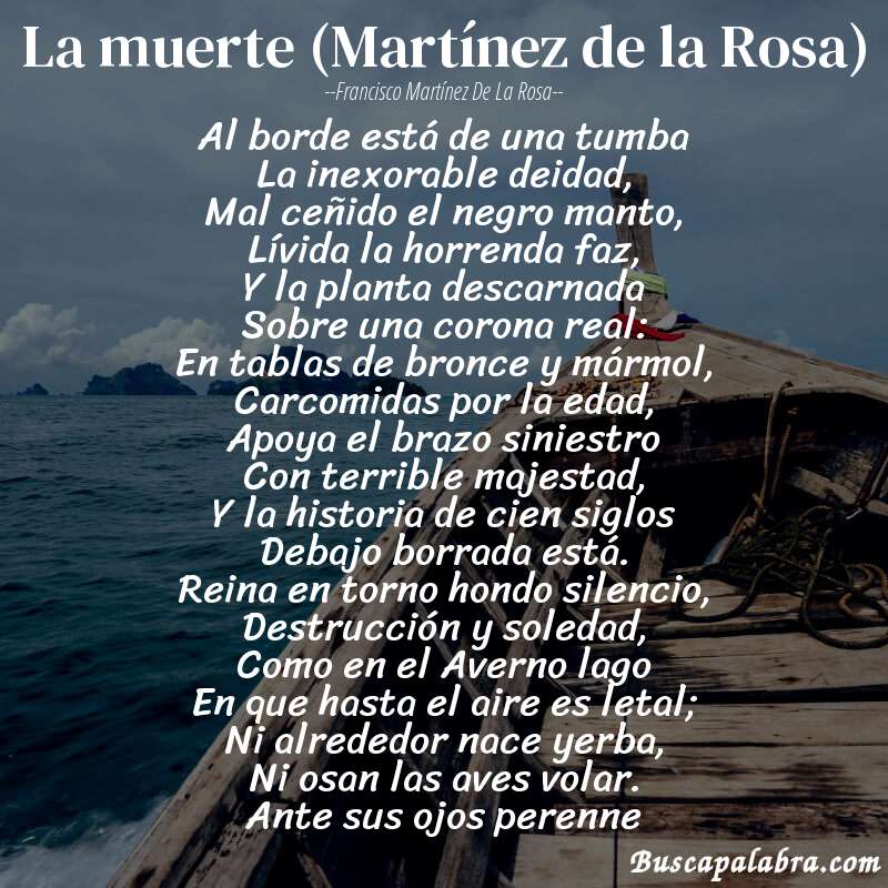 Poema La muerte (Martínez de la Rosa) de Francisco Martínez de la Rosa con fondo de barca