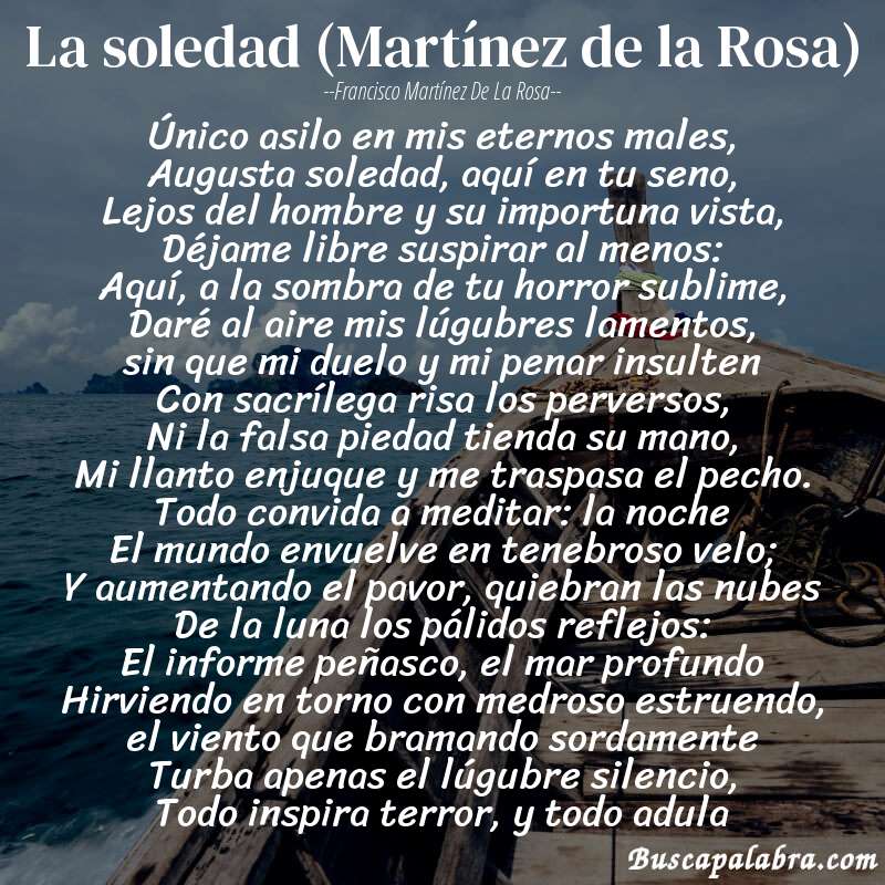Poema La soledad (Martínez de la Rosa) de Francisco Martínez de la Rosa con fondo de barca