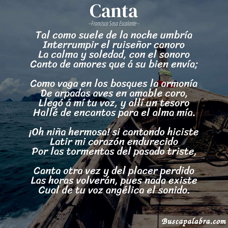 Poema Canta de Francisco Sosa Escalante con fondo de barca