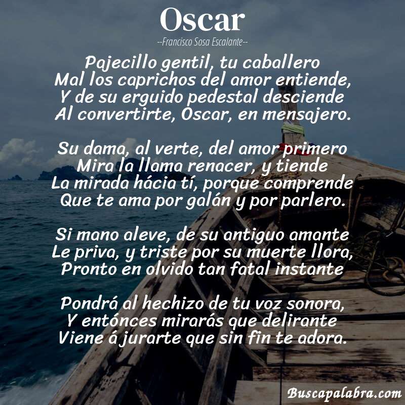Poema Oscar de Francisco Sosa Escalante con fondo de barca