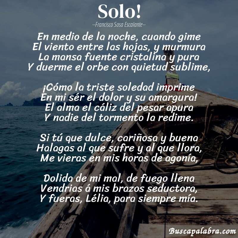 Poema Solo! de Francisco Sosa Escalante con fondo de barca