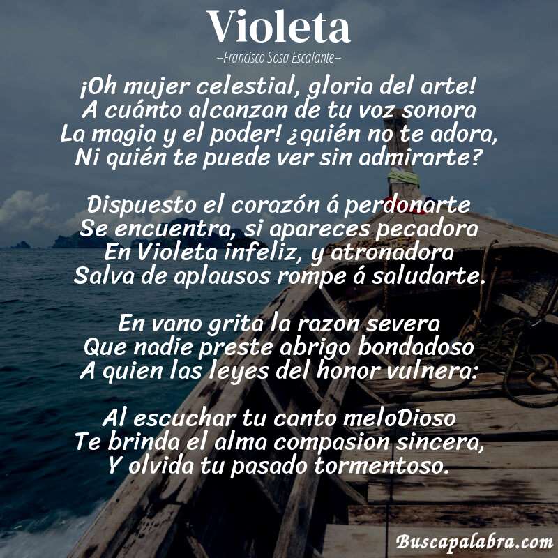 Poema Violeta de Francisco Sosa Escalante con fondo de barca