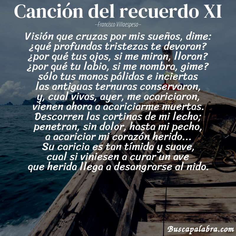 Poema canción del recuerdo XI de Francisco Villaespesa con fondo de barca