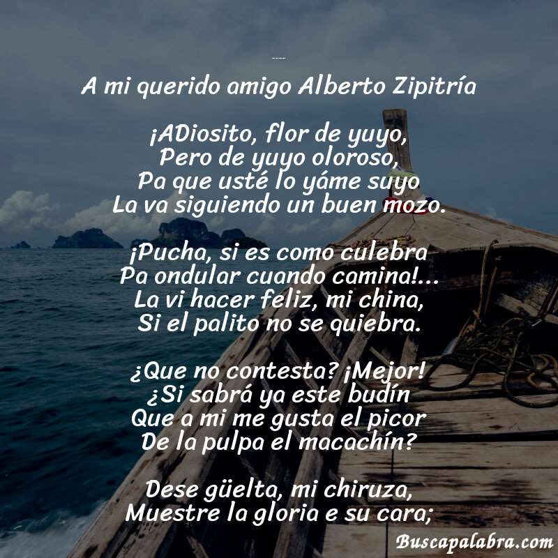 Poema Sofrenazo de José Alonso y Trelles con fondo de barca