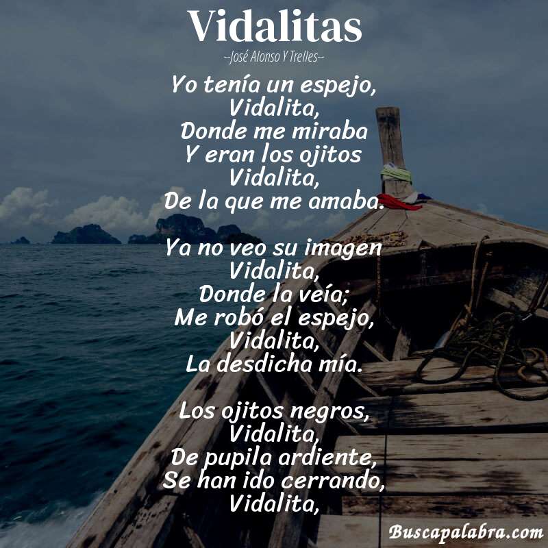 Poema Vidalitas de José Alonso y Trelles con fondo de barca