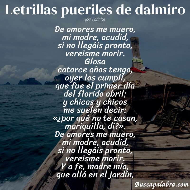 Poema letrillas pueriles de dalmiro de José Cadalso con fondo de barca