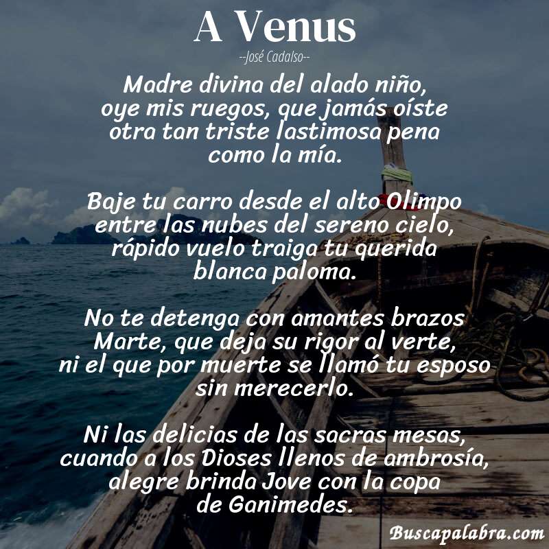 Poema A Venus de José Cadalso con fondo de barca