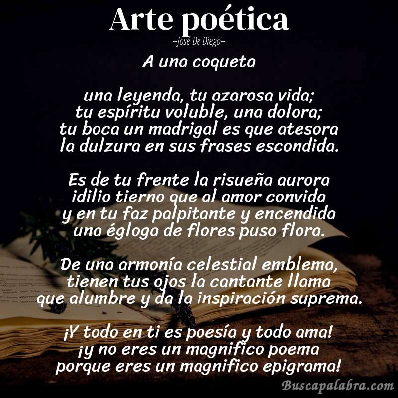 Poema arte poética de José de Diego con fondo de libro
