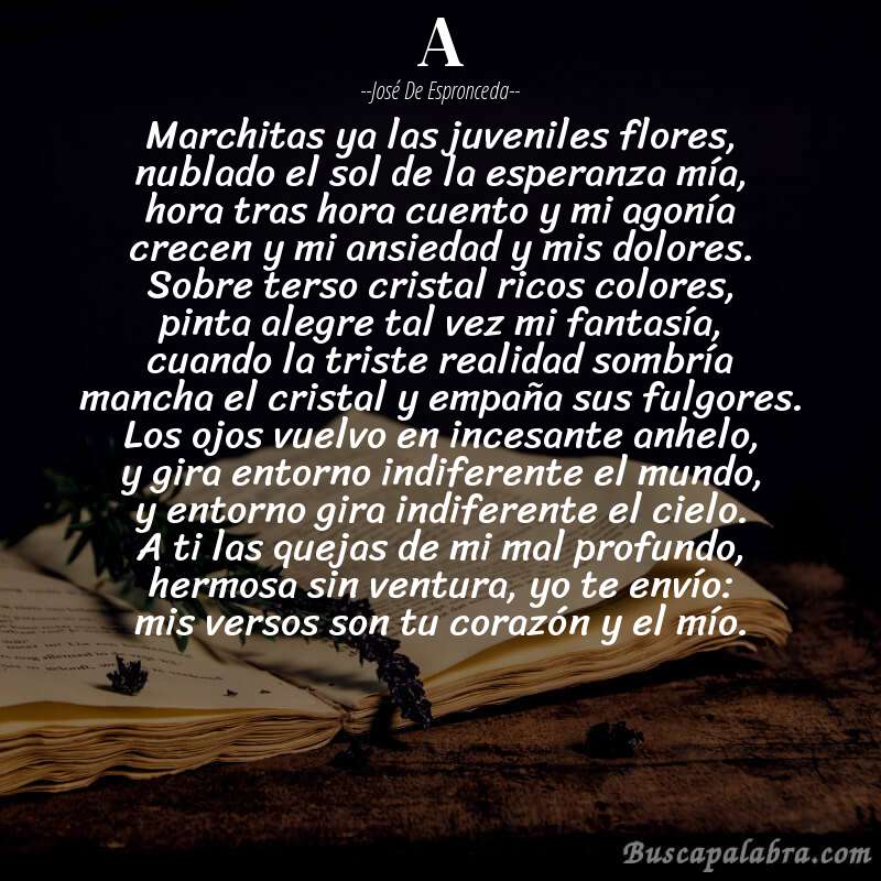 Poema a de José de Espronceda con fondo de libro