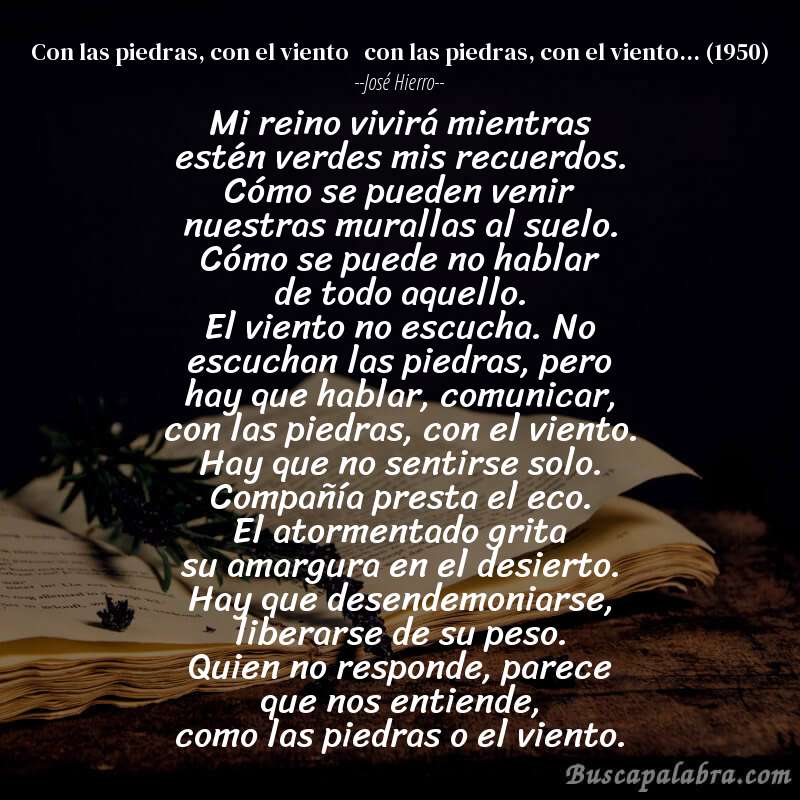 Poema con las piedras, con el viento   con las piedras, con el viento... (1950) de José Hierro con fondo de libro