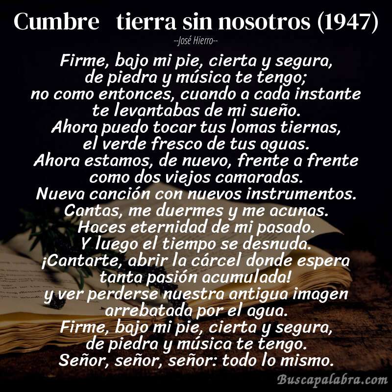 Poema cumbre   tierra sin nosotros (1947) de José Hierro con fondo de libro