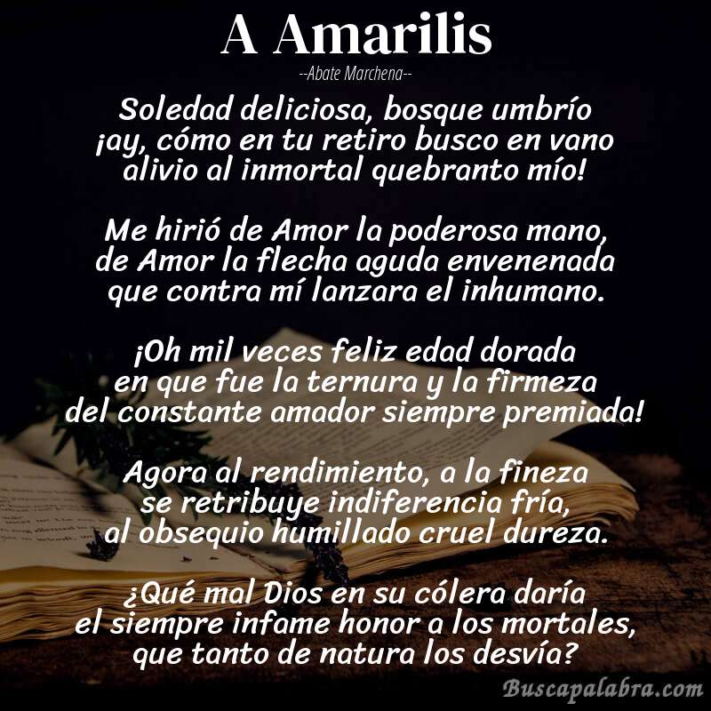 Poema A Amarilis de Abate Marchena con fondo de libro