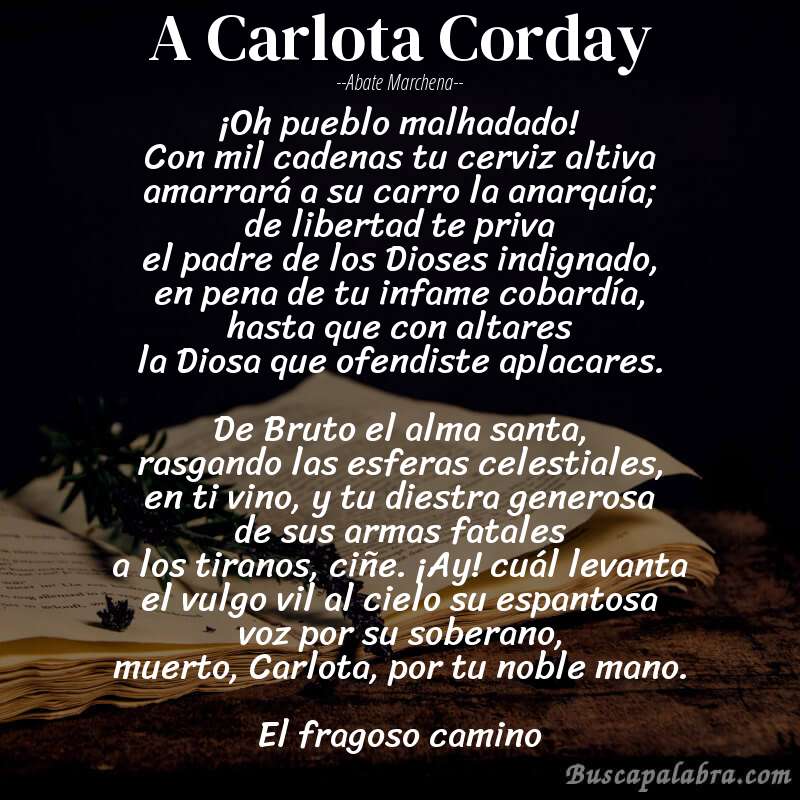 Poema A Carlota Corday de Abate Marchena con fondo de libro