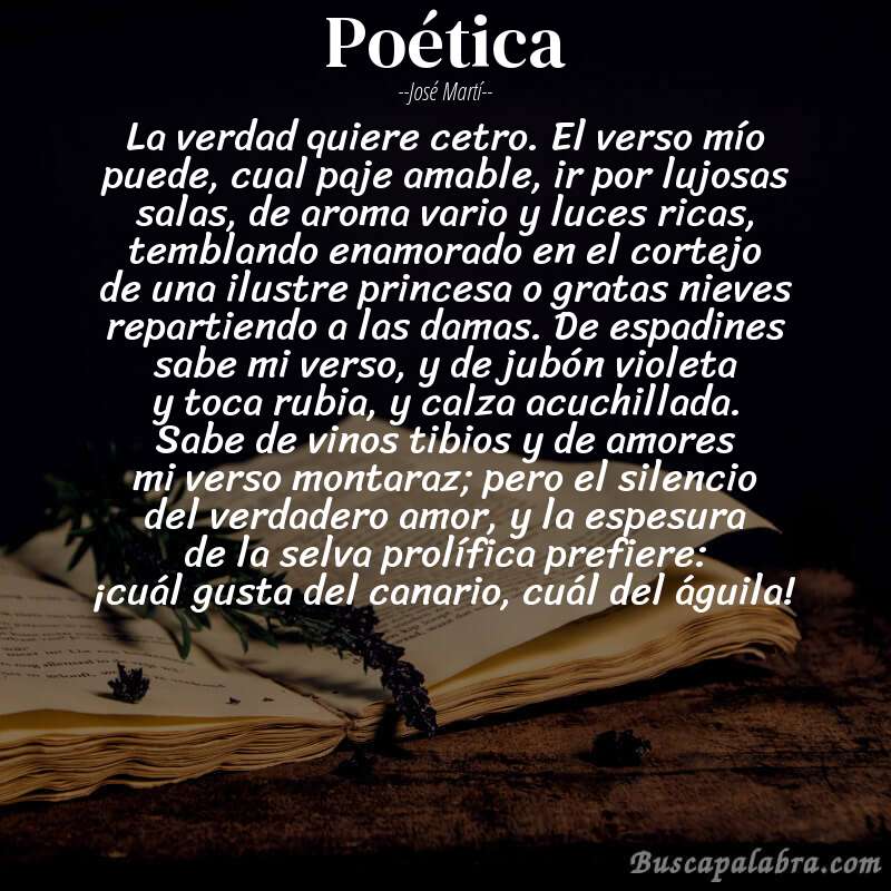 Poema poética de José Martí con fondo de libro