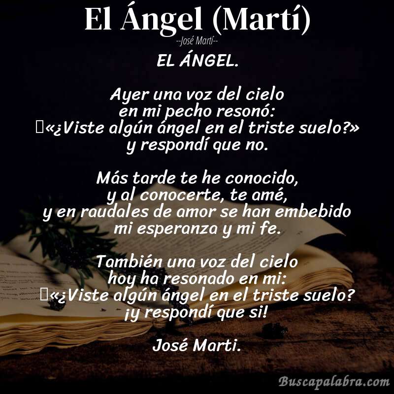 Poema El Ángel (Martí) de José Martí con fondo de libro