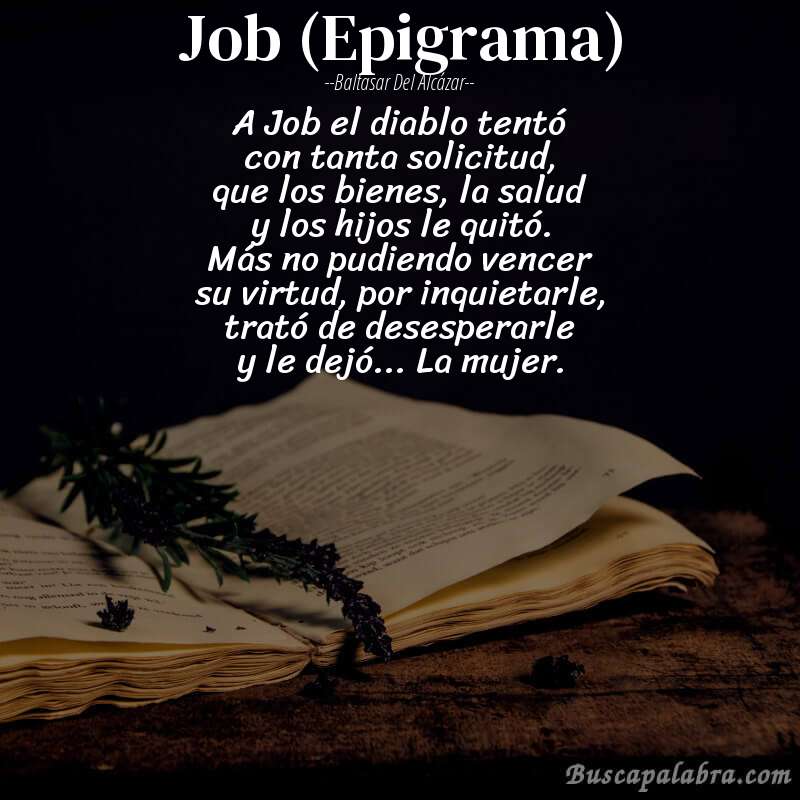 Poema Job (Epigrama) de Baltasar del Alcázar con fondo de libro