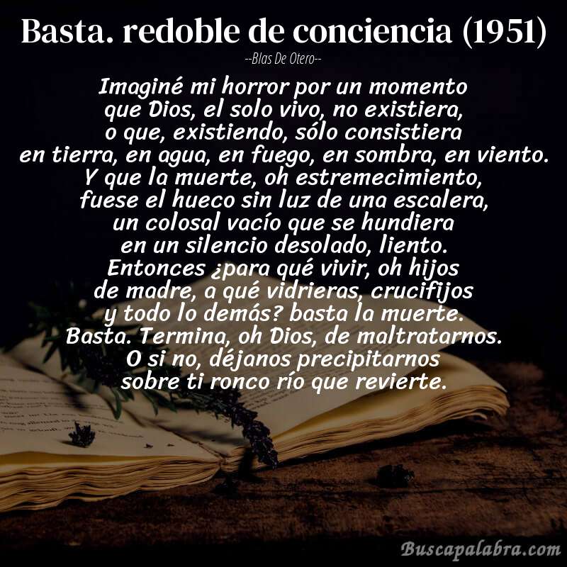 Poema basta. redoble de conciencia (1951) de Blas de Otero con fondo de libro