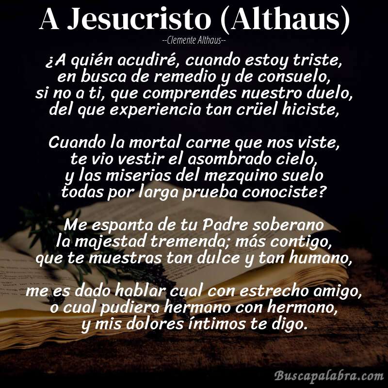 Poema A Jesucristo (Althaus) de Clemente Althaus con fondo de libro