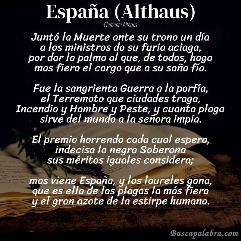 Poema España (Althaus) de Clemente Althaus con fondo de libro