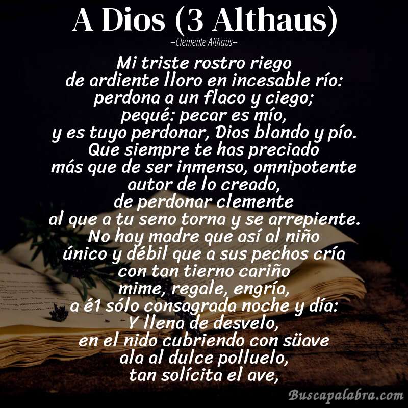 Poema A Dios (3 Althaus) de Clemente Althaus con fondo de libro