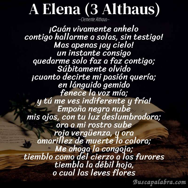 Poema A Elena (3 Althaus) de Clemente Althaus con fondo de libro