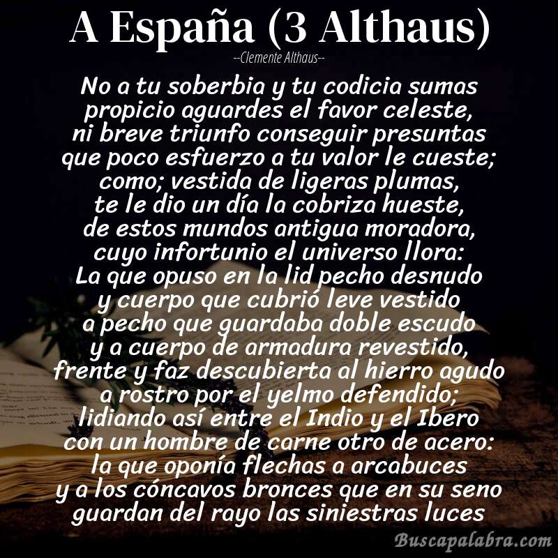 Poema A España (3 Althaus) de Clemente Althaus con fondo de libro