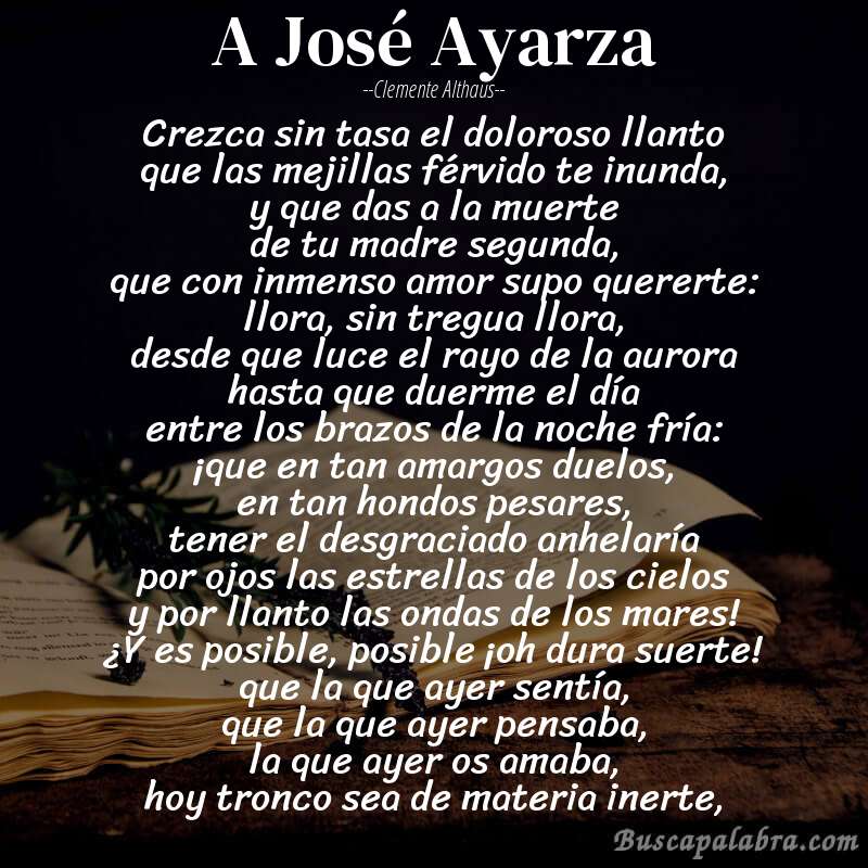 Poema A José Ayarza de Clemente Althaus con fondo de libro